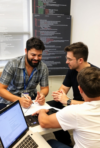 hero banner showing developers coding in office environment